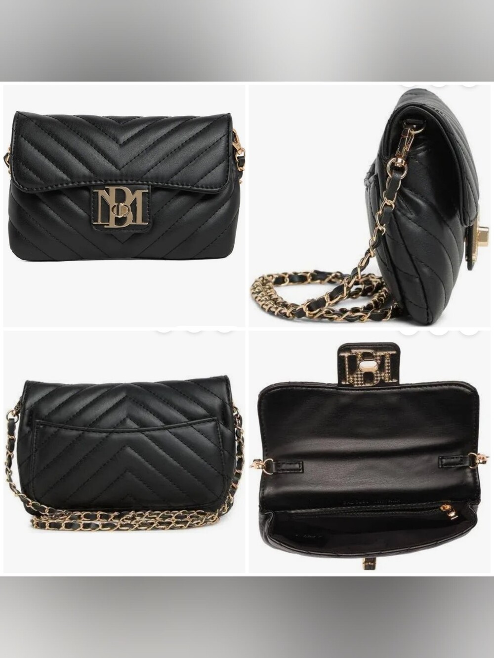 Badgley Mishka Caviar Quilted Monogram Turn Lock Clutch Crossbody Bag Phone Case